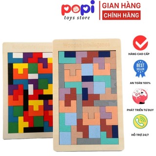 Đồ Chơi Bộ Ghép Hình Thẻ Gạch Tetris, Bảng  Xếp Gạch Tetris Montessori Cho Bé Rèn Luyện Trí Não