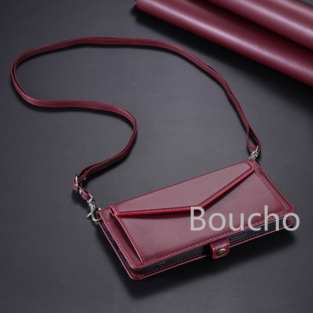 Dành cho Huawei Honor X9C X8C X6B X9B X8B X6A Magic 7 6 Lite 200 Nova 7i Pura 70 P40 P30 P20 Pro Lite Ví lật da đơn giản Khe cắm thẻ từ tính Vỏ điện thoại bảo vệ Dây buộc dài
