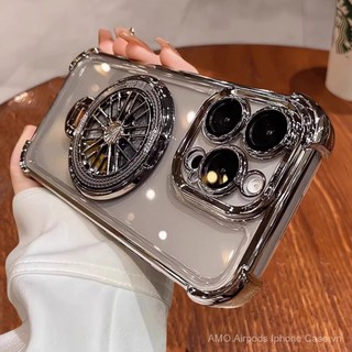 Ốp điện thoại xoay từ tính mạ titan sang trọng cho iPhone 16 Pro Max 15 14 13 12 11 Pro Max 16 Plus, trong suốt, bảo vệ chống sốc
