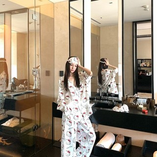 Bộ Đồ Ngủ hellokitty Dễ Thương Nữ Xuân Thu Mới Dài Tay Phong Cách Nhật Bản Đơn Giản Sinh Viên Nhà Quần Áo Phù Hợp Với Mặc Ngoài
