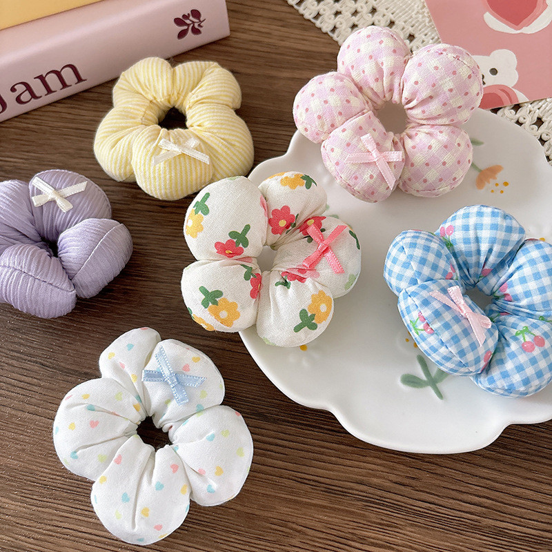 Dây buộc tóc hợp thời trang 3D Cotton Đầy hoa buộc tóc