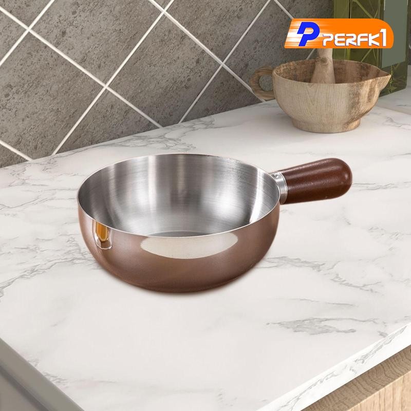 Nồi Sữa Nóng Mini Sốt Nhỏ Chống Trơn Trượt Cho Luộc Thép Không Gỉ Có Tay Cầm Gỗ Dụng Cụ Nấu Ăn Nồi Dầu