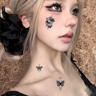 Nhãn dán hình xăm dạng tối - Bộ hình xăm bướm đen 3D - Trang trí lễ hội âm nhạc và cosplay