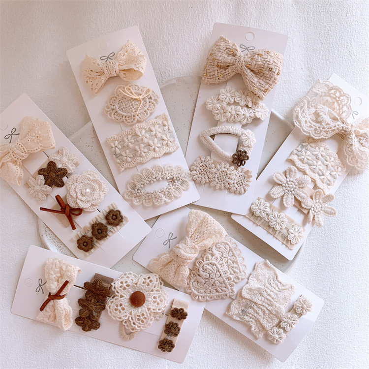 4 Cái / bộ Sweet Girls Kẹp Tóc Ren Kẹp Tóc