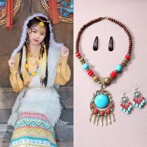 Phụ kiện tóc tua rua phong cách dân tộc cổ điển Tây Tạng, dây chuyền cổ xương đòn cá tính Bohemian, phụ kiện tóc chụp ảnh du lịch DZAD
