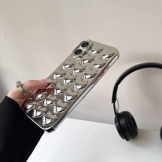 Ốp Điện Thoại Trái Tim Tình Yêu 3D Mạ Bạc Hàn Quốc Cho iPhone 17Promax 16Promax 11 12 13 14 15 Pro Max 16Plus Silicon Mềm Nữ Vỏ Điện Thoại Di Động