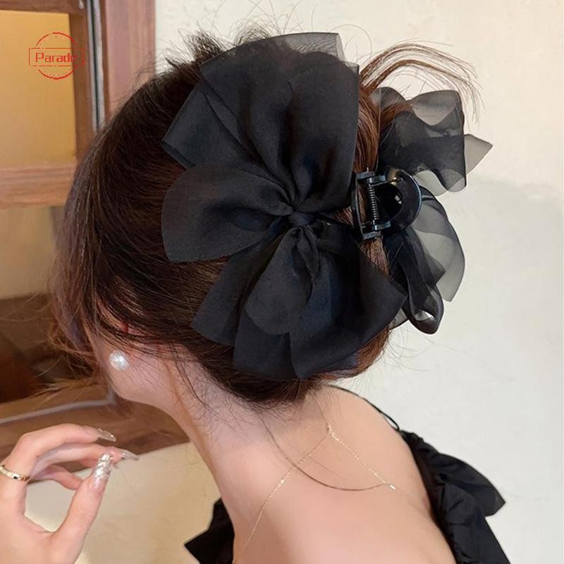 Diễu Hành Thời Trang Lưới Nơ Kẹp Nữ Đuôi Ngựa Bím Tóc Thanh Lịch Cô Gái Phụ Kiện Tóc Quà Tặng Kẹp Mũ VN