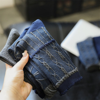 [Tất Nữ oklife] Tất Cotton Giữa Ống Thu Đông Tất Nữ Màu Xanh Series Retro Hoa Cọc Tất