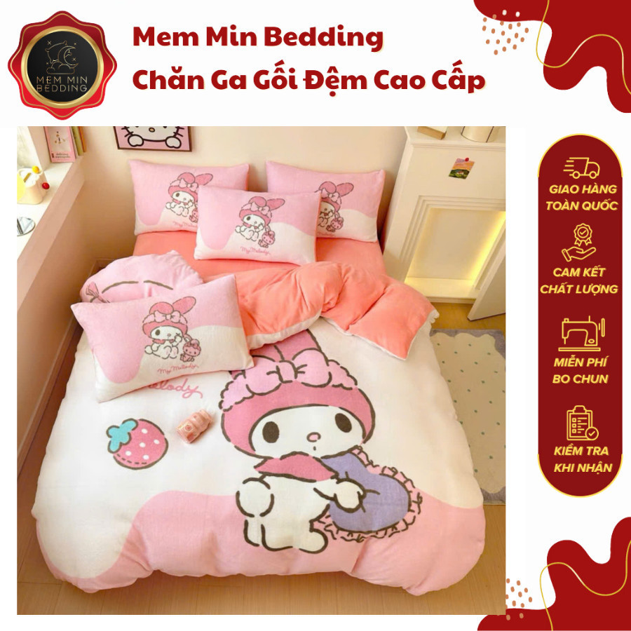 (SGN221)Bộ Chăn Ga Gối Nỉ Nhung Mềm Mịn Dành Họa Tiết Ngộ Nghĩnh Đáng Yêu Cho Bé  - MemMinbedding Luxury