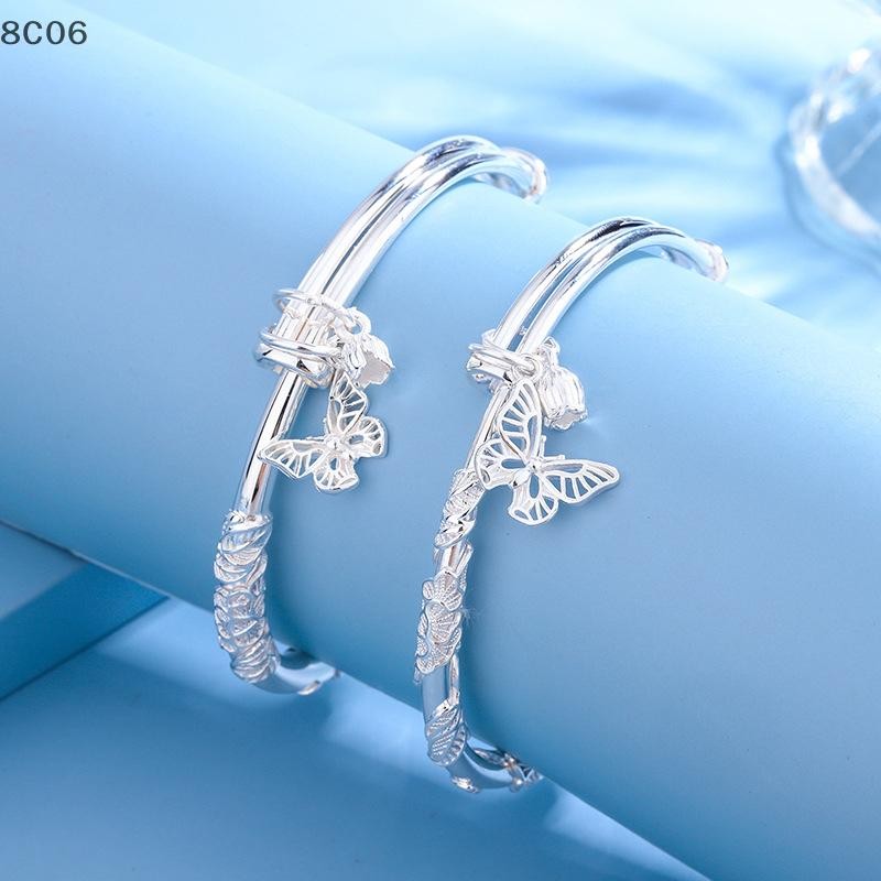 [8C06] Vòng tay kéo đẩy hoa phong cách Trung Quốc có thể điều chỉnh hình trái tim tre liên kết hoa nở vòng tay Trang sức thời trang [8C]