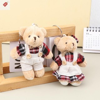 ALIK Hoạt Hình Mặc Quần Áo Gấu Sang Trọng Móc Khóa Mềm Nhồi Bông Búp Bê Mặt Dây Chuyền Ba Lô Túi Ô Tô Móc Khóa Trang Trí Kid Quà Tặng VN
