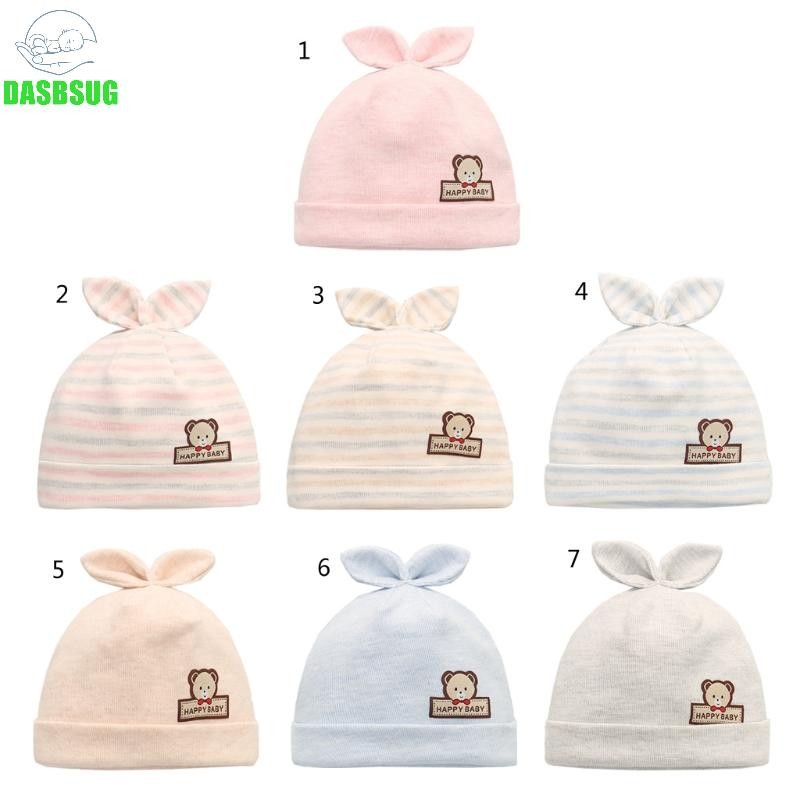 0-6 Months Baby Cute Ears Hat Soft Cotton Beanie Cap Headwear Infant Solid Color