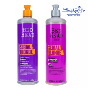 Gội xả tím khử vàng cho tóc tẩy, bạch kim Tigi Bed Head Dumb Blonde Purple Toning 400mlx2 [ TN ]