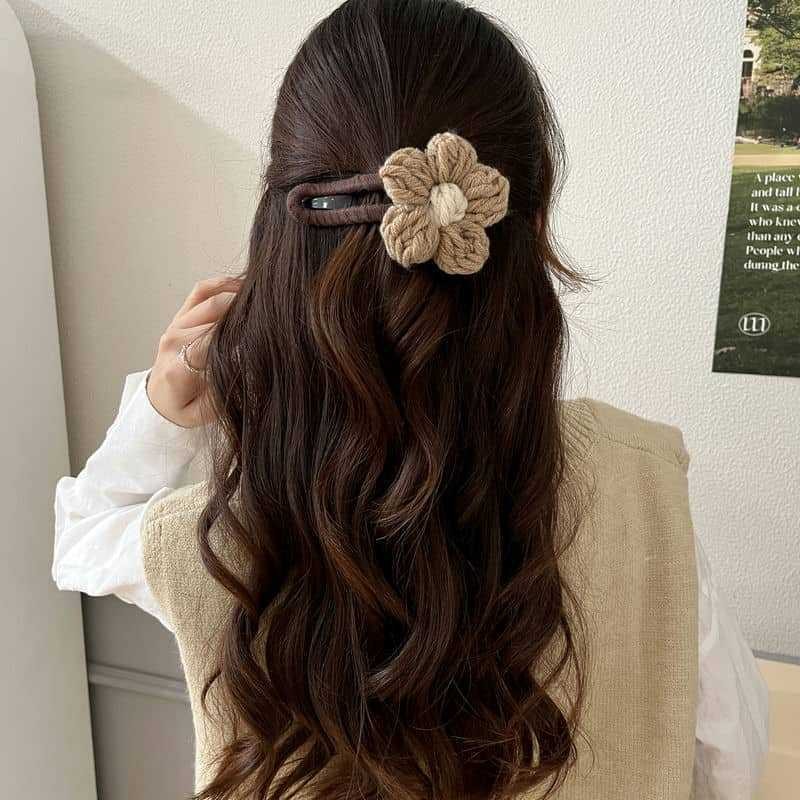 Mùa Đông Mới Kẹp Tóc Ngọt Nửa Buộc Kẹp Tóc Hoa Và Mỏ Vịt Kẹp Phụ Kiện Tóc
