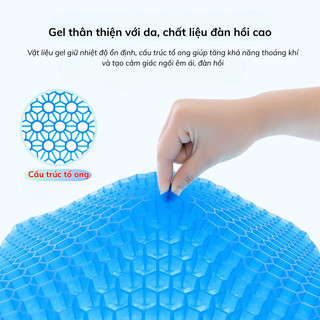 Đệm Ngồi Gel Tổ Ong 3D Bunnies House Silicon Lót Ghế Ô Tô Văn Phòng Êm Ái Chống Đau Lưng Hiệu Quả