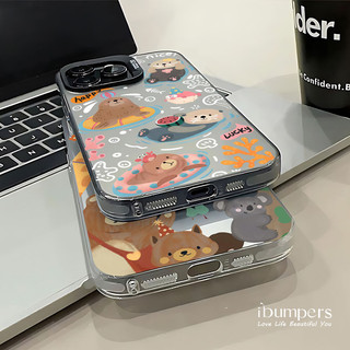 ibumpers Ốp Điện Thoại iPhone Họa Tiết Động Vật Vui Nhộn Dễ Thương Cho IPhone 16 15 14 12 13 11 Pro Max IP 7 8 Plus X XS XR Ốp Lưng IMD Cứng Và Nhẵn