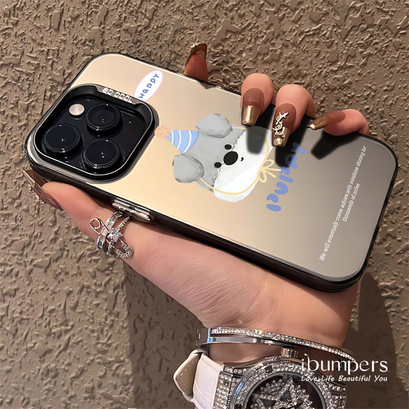 ibumpers Ốp Điện Thoại iPhone Dễ Thương Chúc Mừng Sinh Nhật Chó Con Họa Tiết Cho IPhone 16 15 14 12 13 11 Pro Max Ốp Lưng IMD Cứng Và Nhẵn