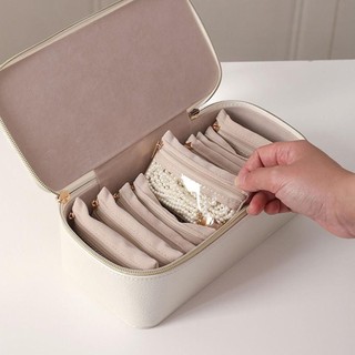 Hộp đựng trang sức du lịch WKPFR893, Hộp đựng bông tai dung tích lớn bằng da PU, Di động với 6 / 12 chiếc Túi nhỏ Trang sức
