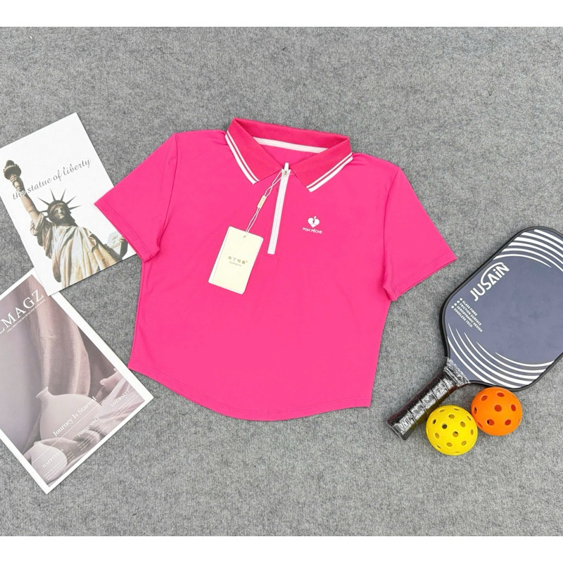 [PICKLEBALL] Áo Croptop thể thao nữ, Áo tập tennis, cầu lông, pickleball chất thun lulu quảng châu mềm mát