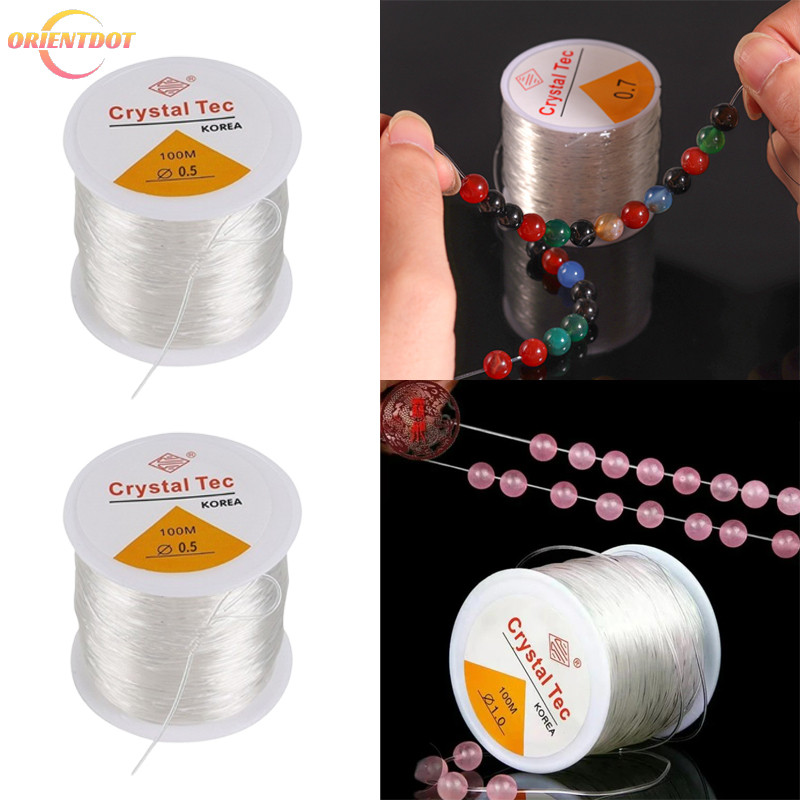 100M / Cuộn Pha Lê Đàn Hồi Mạnh Mẽ Cá Lụa Đính Hạt Dây - Dây Thủ Công Để Làm Đồ Trang Sức DIY Hạt Hạt Hạt Vòng Tay