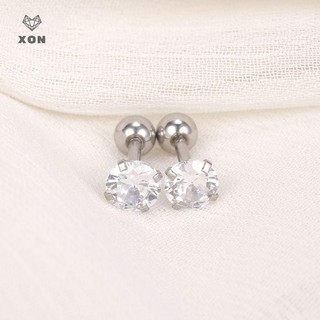 XON Bông Tai Zircon Pha Lê Thép Không Gỉ Đơn Giản, Xoắn, Sụn, Móng Tay, Cho Nữ, Trang Sức Tối Giản