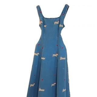 Chó Con Thêu Áo Vest Váy Denim Hoạt Hình Hàng Hóa Mùa Hè Plus Kích Thước Mỏng Hơn