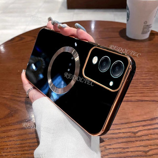 Ốp lưng VIVO Y29S Y29T 5G Vỏ mạ điện màu trơn siêu mỏng có vòng từ tính Vỏ điện thoại sạc không dây