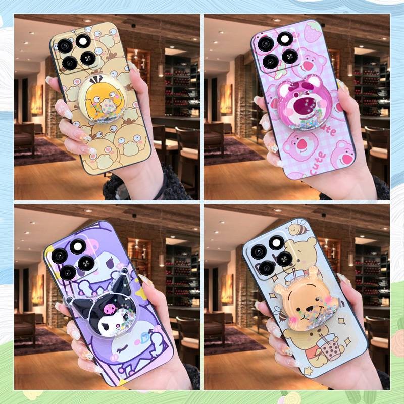 Ốp Mềm Chống Bụi Bẩn Ốp Lưng Điện Thoại ZTE Blade A35 / A55 Lấp Lánh TPU Dễ Thương Da Cảm Giác Silicon Thiết Kế Thời Trang Hoạt Hình Xoay Đứng Chống Va Đập Bảo Vệ Ống Kính Điện Thoại Chống Thấm Nước