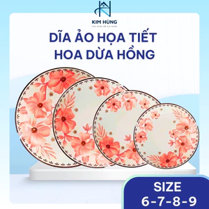 Dĩa Tròn Ảo Sứ Hoa Dừa Hồng – Họa Tiết 4D Nổi Bật, Sang Trọng, Bền Đẹp