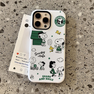 Chó Snoopy Graffiti ​​Ốp bảo vệ họa tiết 2 trong 1 cho iPhone 11 12promax 13pro 15pro 15promax 14 14promax 14pro 16 pro max 16 plus 2 trong 1 ốp lưng