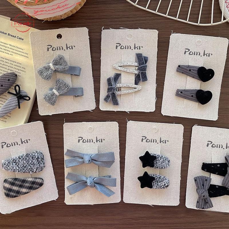 Diễu Hành Thu Đông Bé Gái Trẻ Sơ Sinh Thêu Nơ Hoa Kẹp Tóc Mới Màu Xanh Phong Cách Dễ Thương Cho Bé Công Chúa Kẹp Tóc Mũ Phụ Kiện Trẻ Em VN