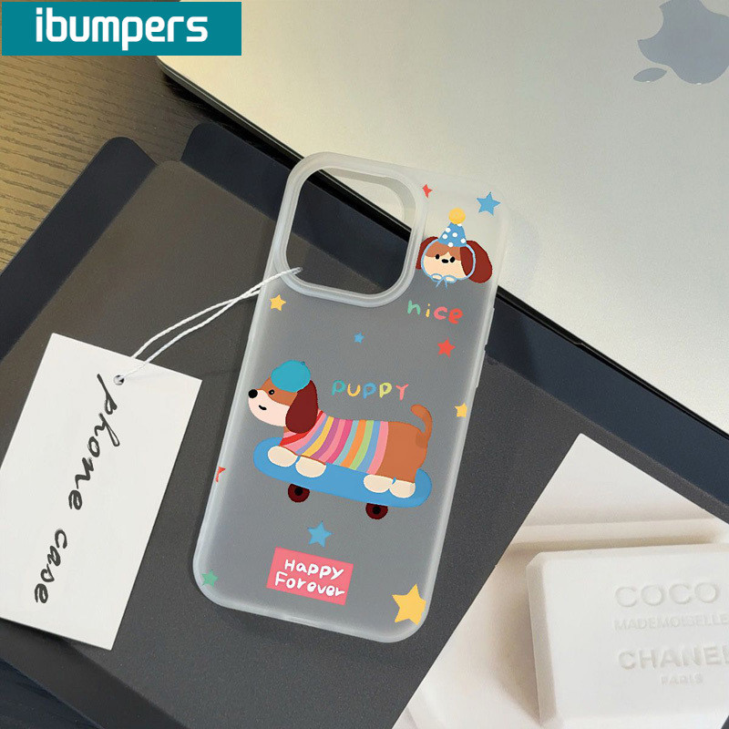 ibumpers Ốp Lưng IPhone Dễ Thương Họa Tiết Chó Giáng Sinh Ốp Điện Thoại Trong Suốt Nhám Mờ TPU Mỏng Chống Sốc Chống Bẩn Cho IPhone 16 15 14 12 13 11 Pro Max IP 7 8 Plus X XS XR