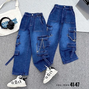quần jean túi hộp ống suông bé trai bé gái hàng xuất nga 27-42kg, quần bò ống rộng cho bé, quần dài bé