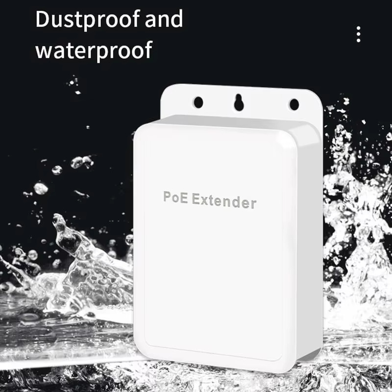 Bộ mở rộng POE chống nước cho máy ảnh không dây Bộ lặp POE Truyền mạng ngoài trời IP55 VLAN 44-57V 1000Mbps 4 cổng