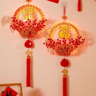 Fanghui Mặt dây chuyền treo Trung Quốc, Trái cây đỏ có tua rua Trang trí năm Trung Quốc, Lễ hội mùa xuân vòng hoa LED 2025 Mặt dây chuyền lớn Cửa sổ Trang trí tiệc