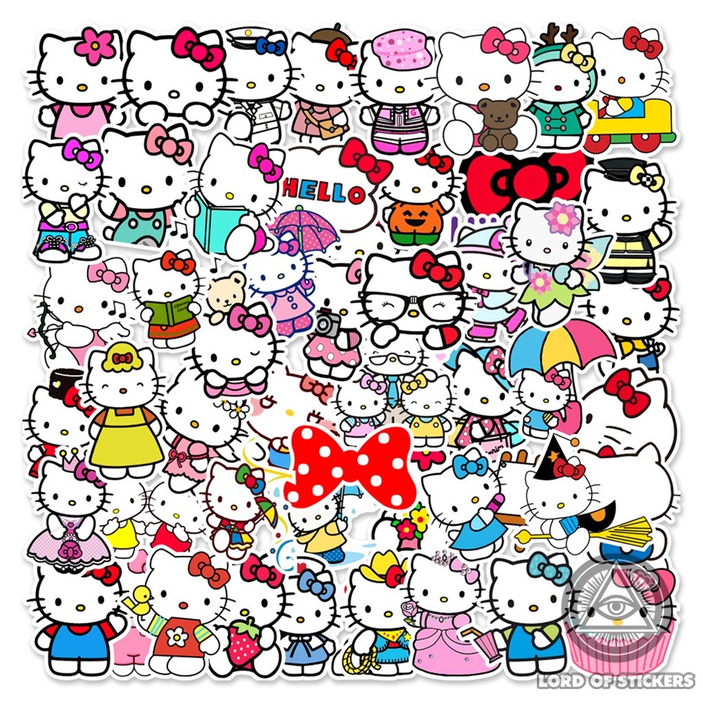 50 Nhãn Dán Hello Kitty Sticker Cute Phong Cách Hoạt Hình