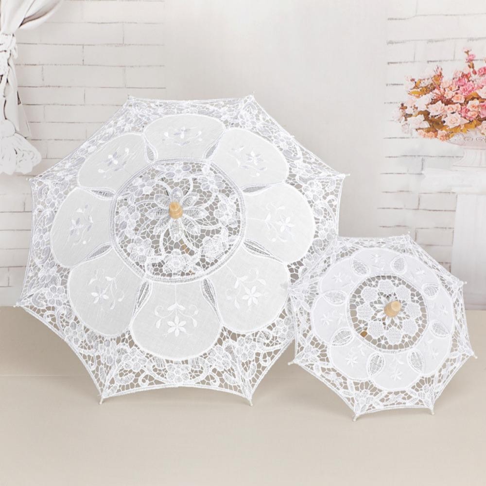 Ô dù ren EDIWANY, Ô dù thêu hoa cổ điển cho bé gái, Chiều dài 26 / 43cm Cotton ren Lady Kids Sun Umbrella