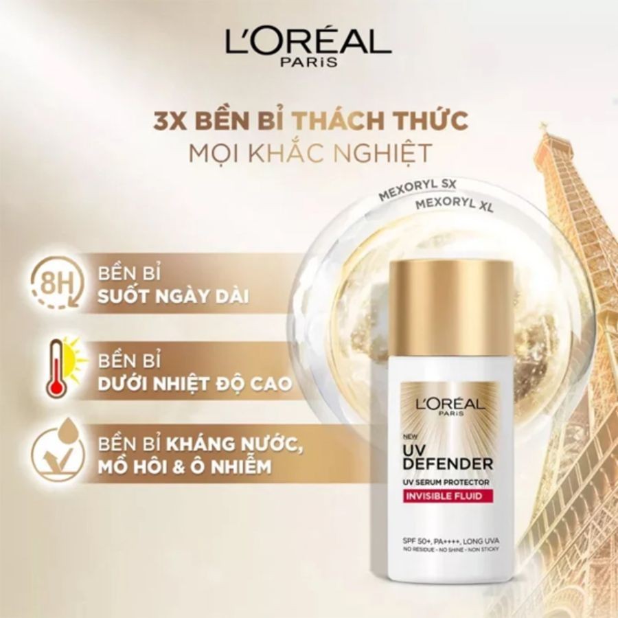 Kem Chống Nắng Loreal Paris UV Defender Serum Invisible Fluid Mỏng Nhẹ 50ml