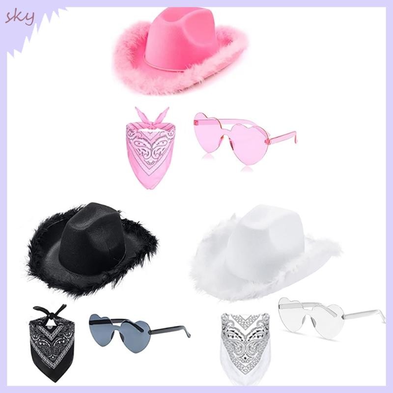 Bầu Trời Mũ Cao Bồi Kính Bandana Bộ Bachelorette Bandanas Cô Dâu Đảng Nón Bò Cô Dâu Mũ Nữ Trang Phục Dự Tiệc Cô Dâu