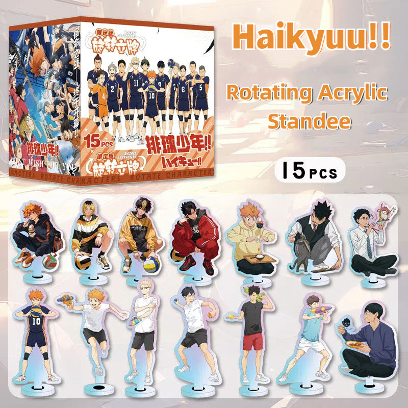 Haikyuu!! Xoay Acrylic Standee Blind Box Set – 15 Thiết Kế Độc Đáo Anime Để Bàn Nhân Vật Bộ Sưu Tập Túi Mù