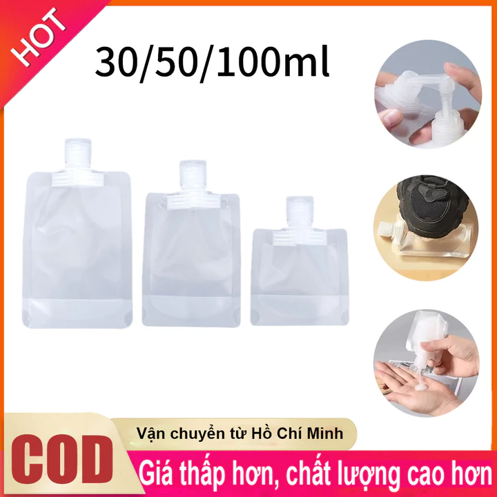 Sữa Tắm Tái Sử Dụng Triết Mĩ Phẩm 30ml 50ml 100ml Túi Chiết Mĩ Phẩm Thích Hợp Đi Du Lịch