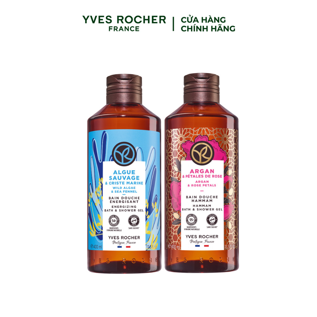 Ảnh Combo 2 sữa tắm hương hoa hồng tinh dầu argan và hương biển Yves Rocher 400mlx2 1
