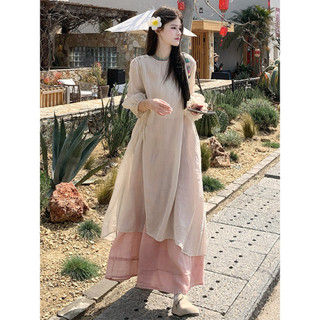 Retro Niche Váy Nữ Mùa Hè Handmade Khóa Ren Mới Phong Cách Trung Hoa Đầm Nữ-la