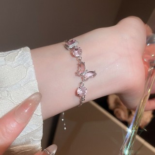 Vòng tay bướm hồng Zircon, tươi tắn ngọt ngào, vòng tay thiết kế thích hợp, nhẹ nhàng sang trọng, cao cấp, thời trang và đa năng phụ kiện dành cho nữ