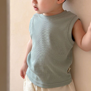 Áo vest mỏng mùa hè cho trẻ em, áo thun không tay màu trơn bằng lụa lạnh cho bé trai và bé gái, áo cơ bản cho trẻ em