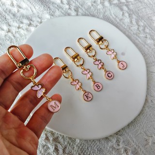 1 Móc Khóa Men Bướm & Bảng Chữ Cái Thanh Lịch, Nhẫn Chìa Khóa Hợp Kim Động Vật Ban Đầu A-Z, Kim Loại Nữ Móc Khóa Trang Trí