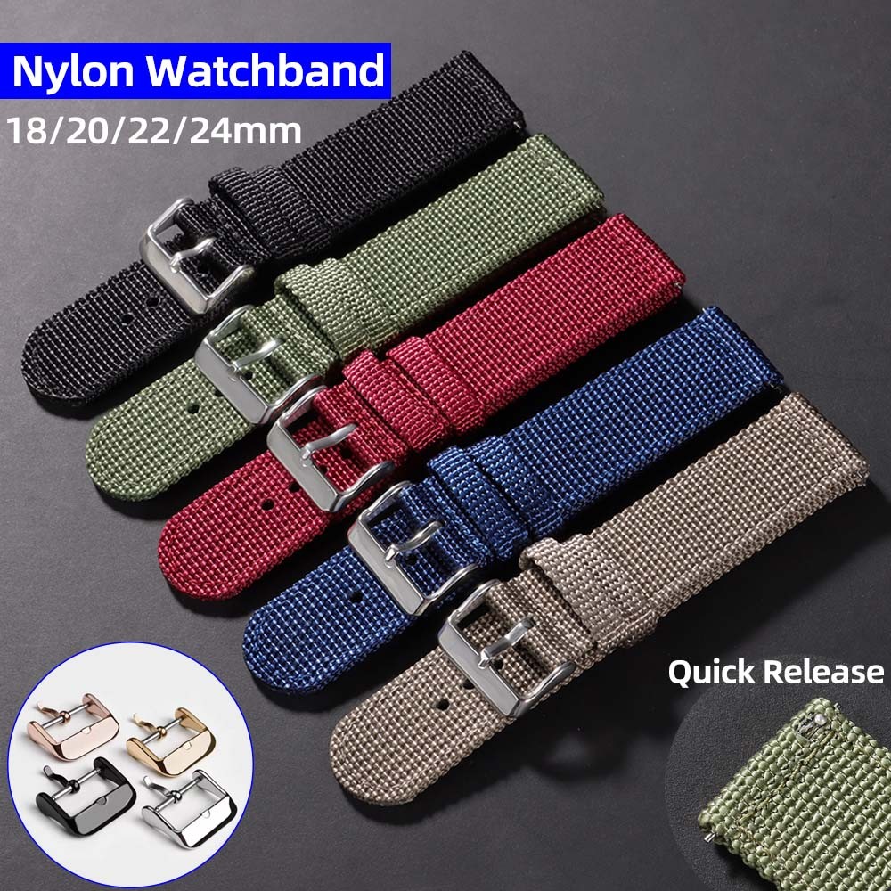 Dây đeo đồng hồ vải Nylon 18mm 20mm 22mm 24mm, phát hành nhanh, thể thao chống thấm nước, phụ kiện cho nam nữ