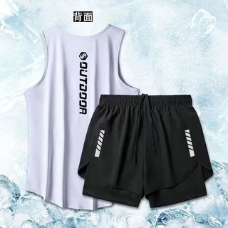 Chạy Bộ Đồ Thể Thao Nam Nữ Nhanh Khô Ice Silk Thể Dục Áo Vest Không Tay Huấn Luyện Bóng Rổ Chạy Bộ Buổi Sáng Theo Dõi Và Trường Quần Short Đôi 516Q