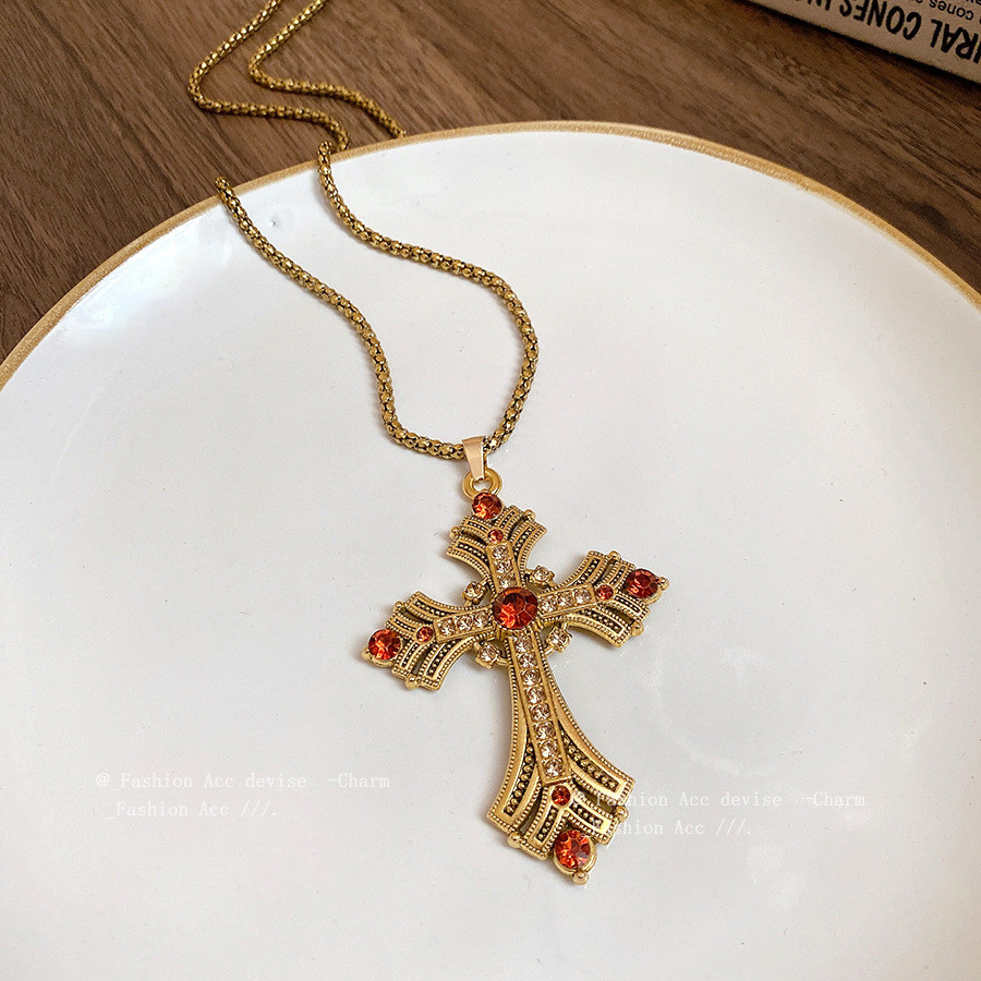 Vòng cổ mặt dây chuyền chéo đính kim cương cổ điển kiểu Pháp, dây chuyền xương đòn thích hợp, thời trang và đa năng, vòng cổ sang trọng nhẹ nhàng và cao cấp dành cho nữ