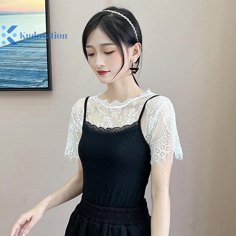 Kudosation Nữ Khăn Ren Ren Khăn Choàng Trắng Đen Áo Vai Khăn Cổ Giả Mũi Xuân Thu